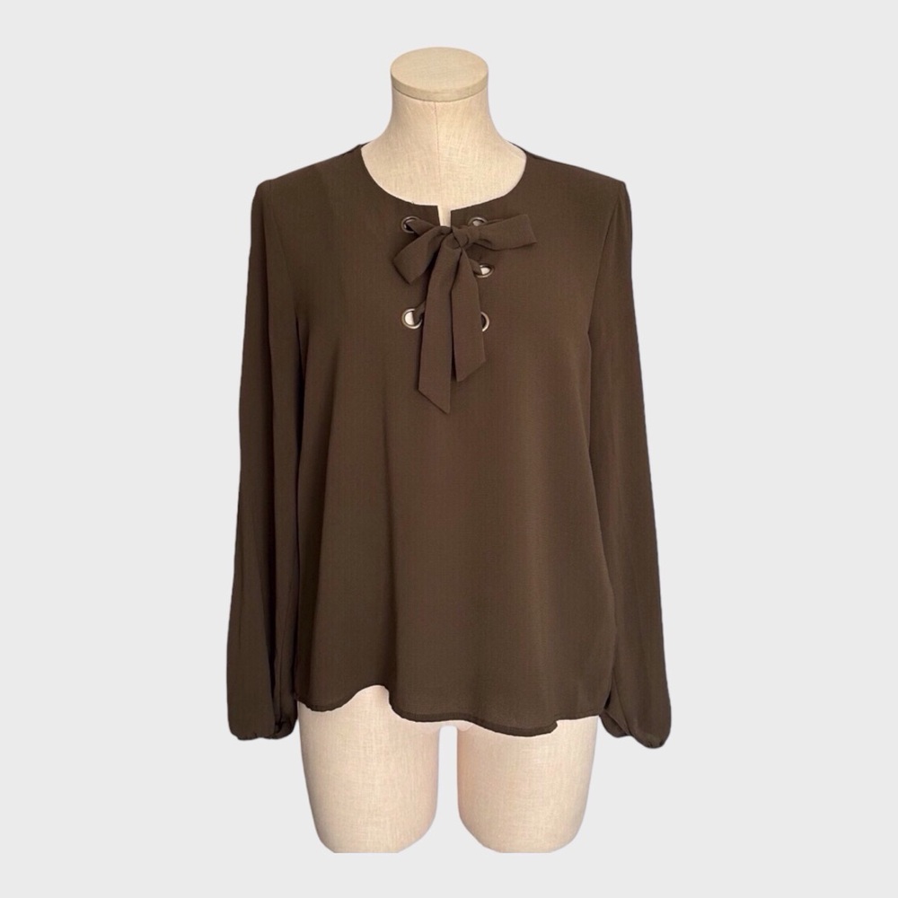 Forever‎ 21 Grommet Tie-Neck Blouse